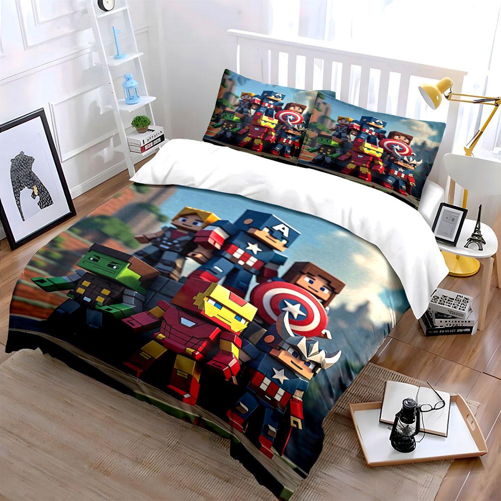Blocky Superhero Character Designs. Bedding Sets Duvet Cover Sets Duvet Covers Pillowcases(1 * Duvet Cover 2 * Pillowcases Without Duvet Insert)