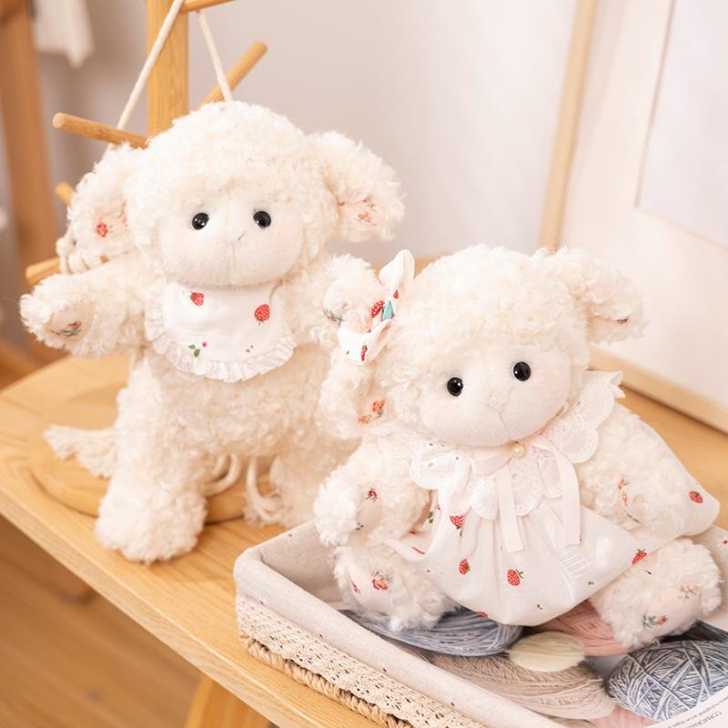 Lovely Cartoon Princess Sheep Plush Doll Kawaii Fluffy Sheep Doll Wearing Bib Dresses Sweet Birthday For Family Friends