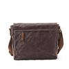 Waxed Canvas Patchwork Crossbody Bag - Top Grain Cowhide, Waterproof, Retro, Casual Men's Shoulder Bag