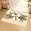 1pc, 2D Flat Printing Christmas Bow Floral Entrance Mat, Non-Slip Machine Washable Easy Clean Polyester Carpet, Suitable for Home And Outdoor Decor, I