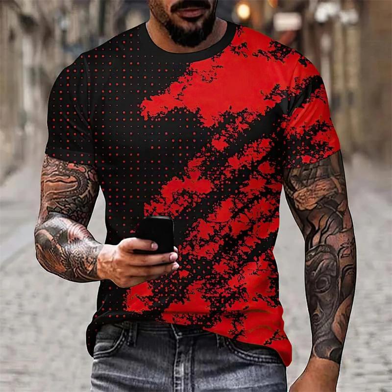 New Summer Fashion Men's 3D Printing Graffiti Pattern Loose T-Shirt Street Trendy Casual Short-Sleeved Oversized Male Clothing