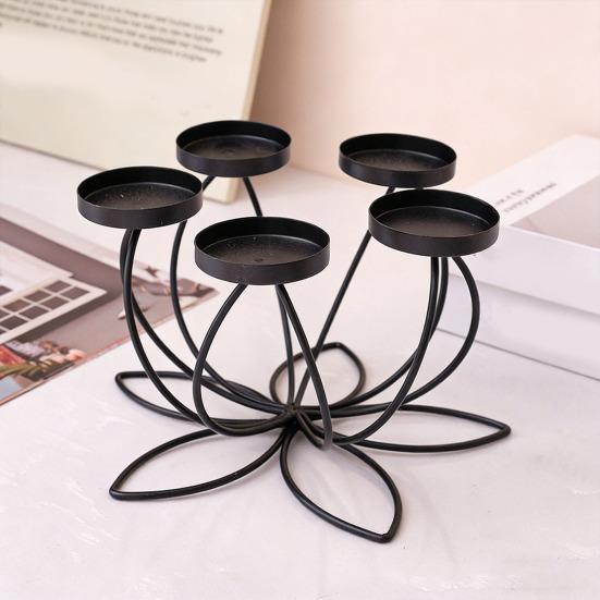 1/3/4/5-Candle Iron Candle Holder Decorative Tabletop Candlestick Holder Stand for Wedding Event Mantel Kitchen Dining Table Decor