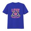 Love Never Ends Gothic Valentines Day Mens Cotton T Shirt with Skeleton Hands Heart Print vintage Washed graphic Comfortable