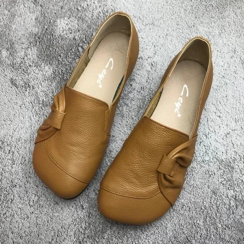Femmes Lefu Chaussures Plates Femmes Confort Antidérapantes Souples Oxford Couleur Unie Chaussures de Maman Nouvelle Mode Cuir Chaussures Plates Printemps Été
