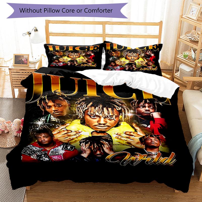 3pcs Juice WRLD Bedding Set Duvet Cover Closure Includes 1 Duvet Cover & 2 Pillowcases, Soft and Comfortable for All Seasons.
