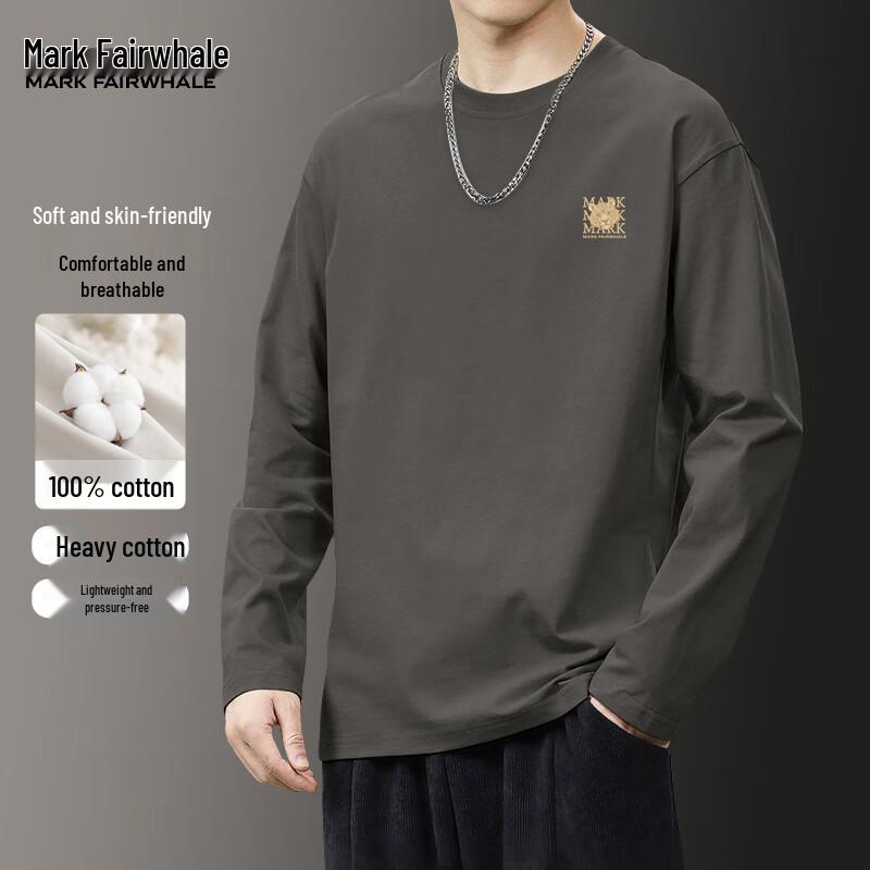 Mark Fairwhale Men s Pure Cotton Long Sleeve Round Neck T-Shirt 4XL