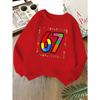 Kids Unisex Crewneck Sweatshirt, Color Block Number 67 Surrounded By Mini 67 Digits Print Soft Long Sleeve Pullover For Boys Girls Over 4 Years Old