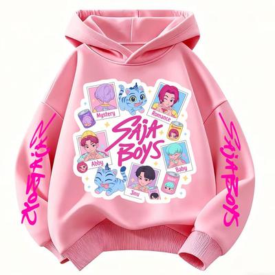 KPop Demon Hunters Print Children's Hoodies Tops Boy Girls Coat Casual Sweatshirr Pink Child 3-14 Year the Spring Autumn