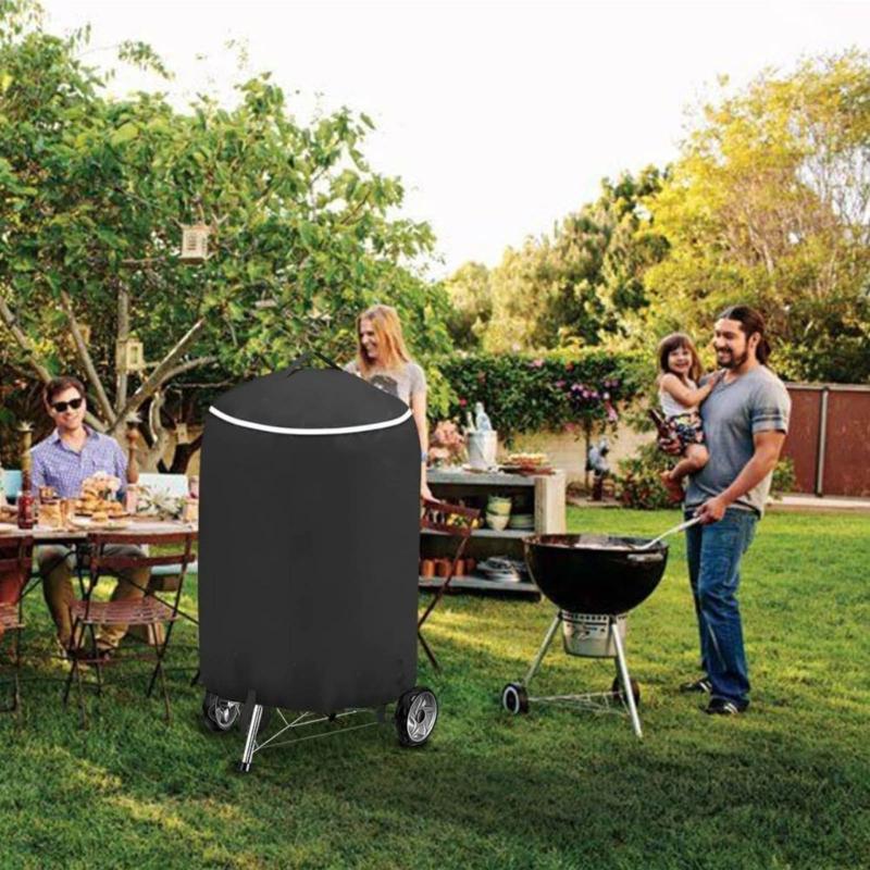 Practical Round BBQ Grills Cover Ultraviolets Resistant Tearproof With Portable Handle And Bottom Foot Sleeves