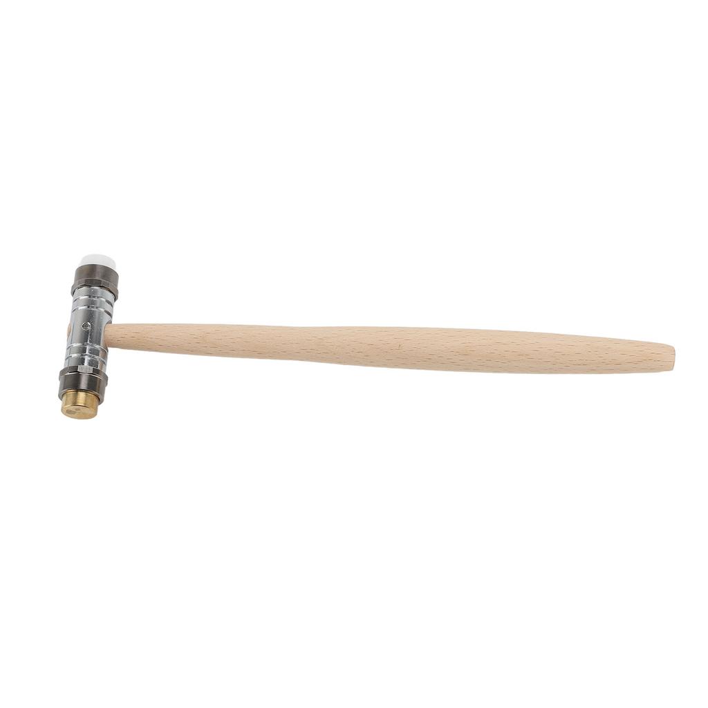 Dual Head Small Hammer Brass and Plastic Mallet Installation Hand Tool with Wooden Handle for Home