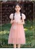 Summer Girls' New Chinese Style Dress, Medium Size Children's Mesh Qipao Skirt, Bubble Sleeves Princess Skirt, Girls' Fashion