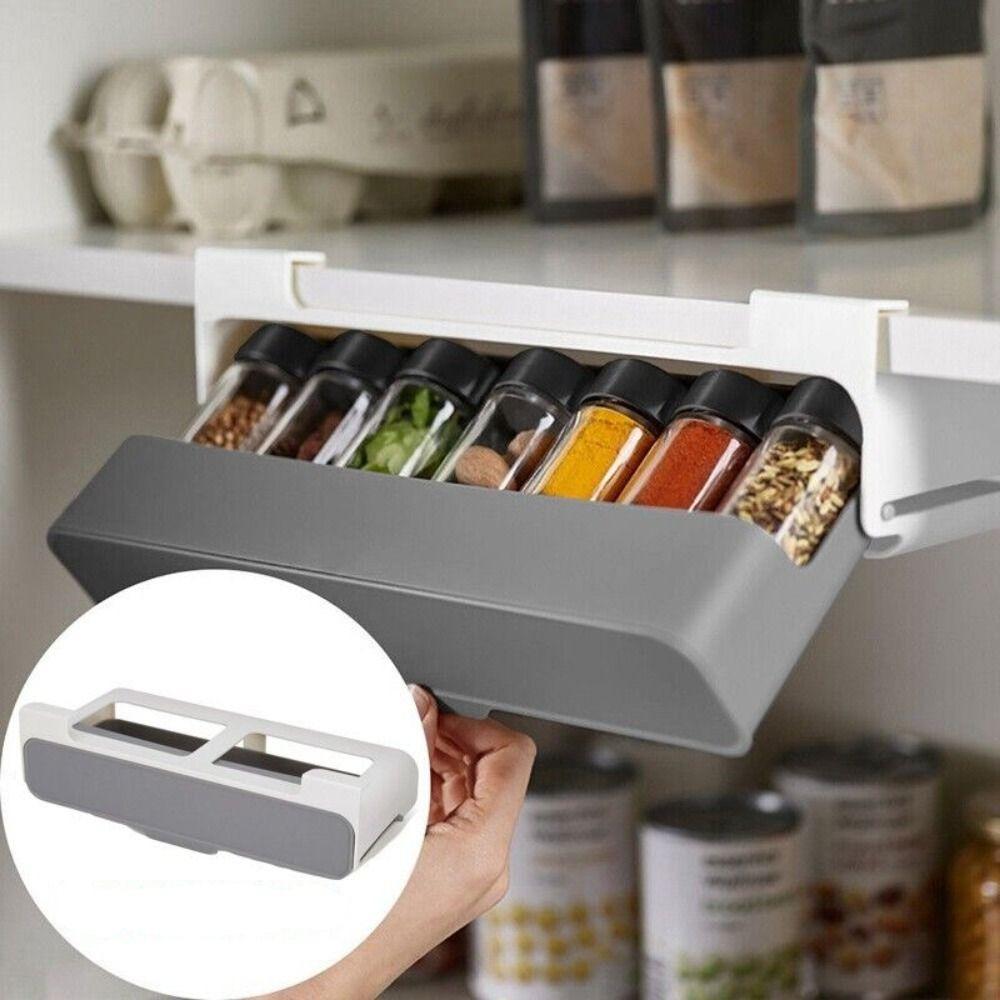 Self-adhesive Seasoning Box Storage Rack Wall-mounted Spice Organizer Kitchen Spice Rack