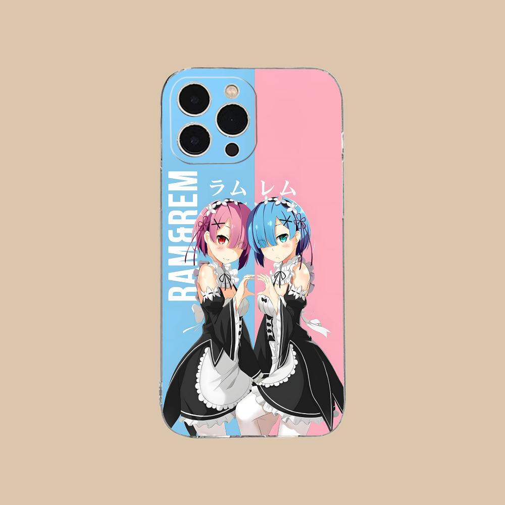 ReZero Rem Ram Clear TPU Mobile Case for iPhone 17 16 15 14 13 12 11 X XR XS Air Pro Max Plus Mini Colorful Cover
