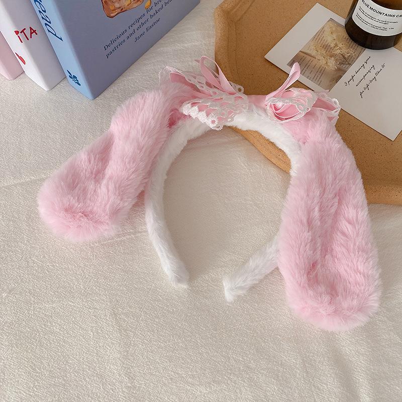 

Новый стиль мультяшная повязка на голову с ушками собаки и кролика и бантом – милый девчачий аксессуар для волос big ears розовый