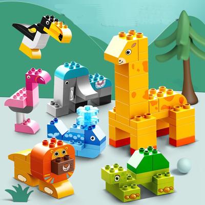 Ungiftige Kinder 102 Stück Große Teile Baustein Tier Bunt Großhandel Bausteine Grundplatten DIY Bausteine Baustein Spielzeug Für Kinder Geschenk
