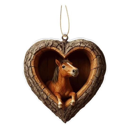 Heart-Shaped Animal Christmas Ornament 2D Flat Acrylic Forest Animal Decoration Woodland Pendant for Xmas Tree Decor Animals Lovers Gift