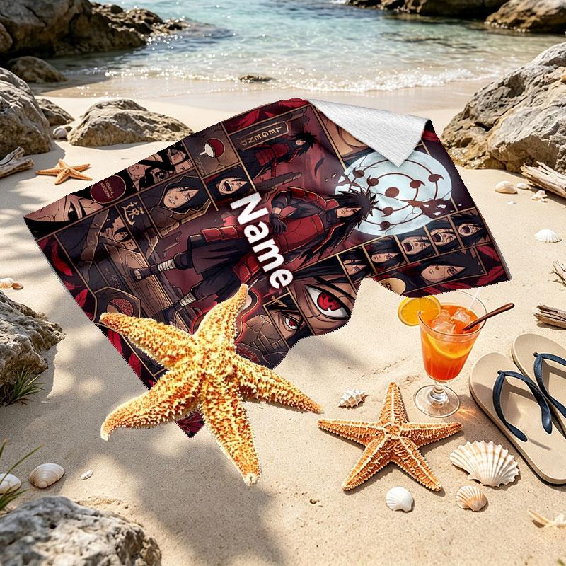 Custom Name Personalized Demon Slayer Anime Print Beach Towel, for Trip Camping Beach Party Home Decor, Birthday Gift for Family & Friends