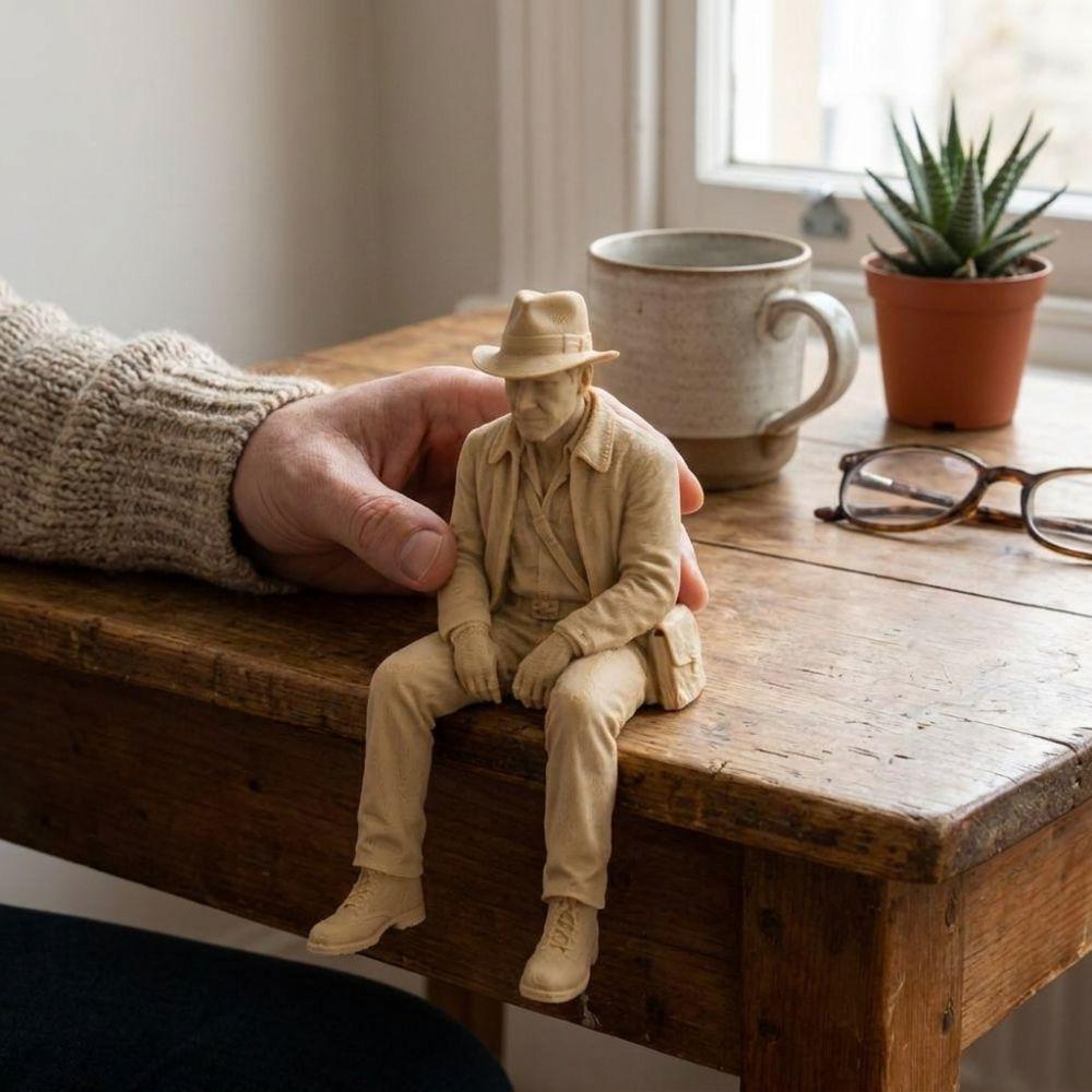 Realistic Explorer Sitting Statue Western Cowboy Explorer Desk Sculpture Gift