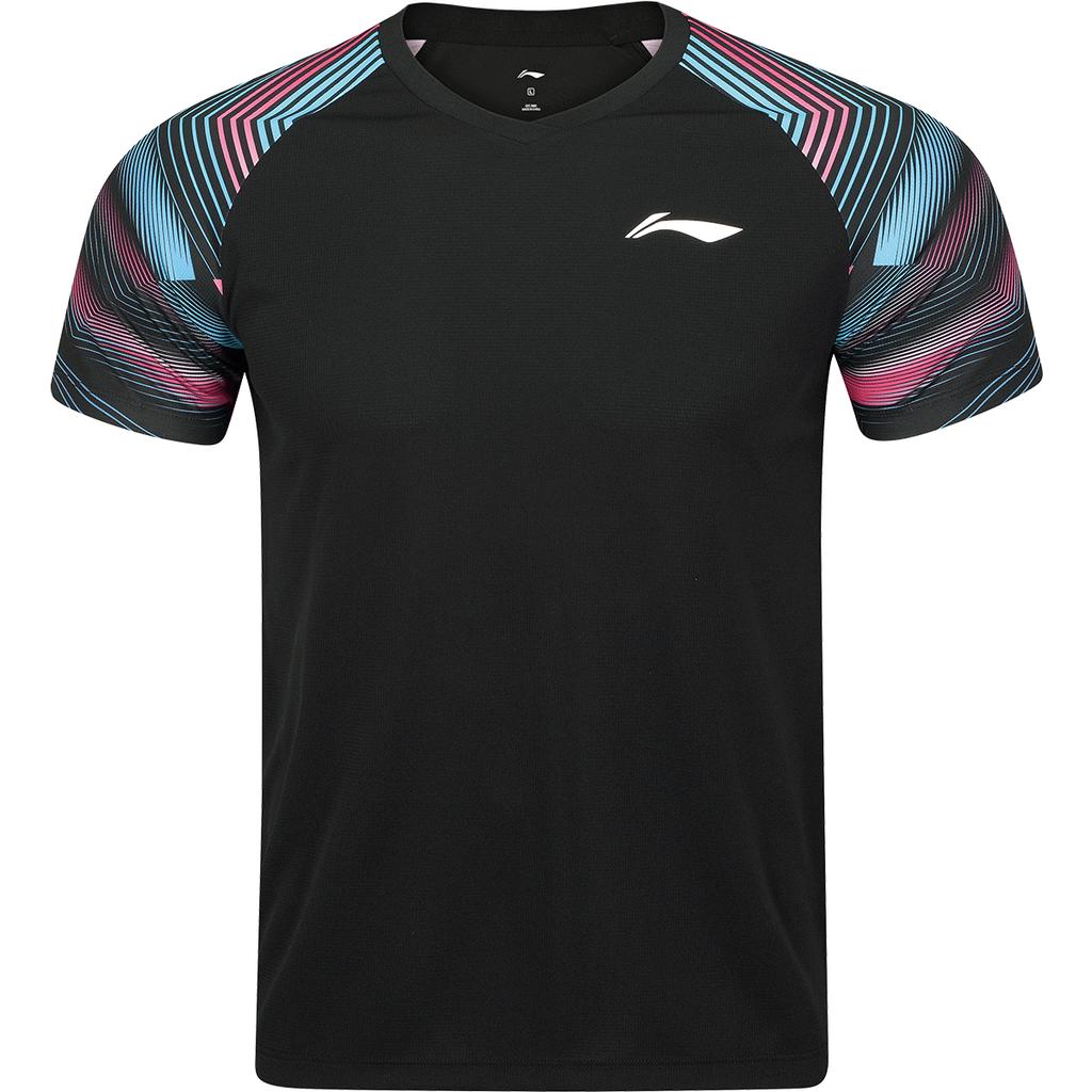 Li Ning T Shirts Unisex Black V Neck AAYV157-1
