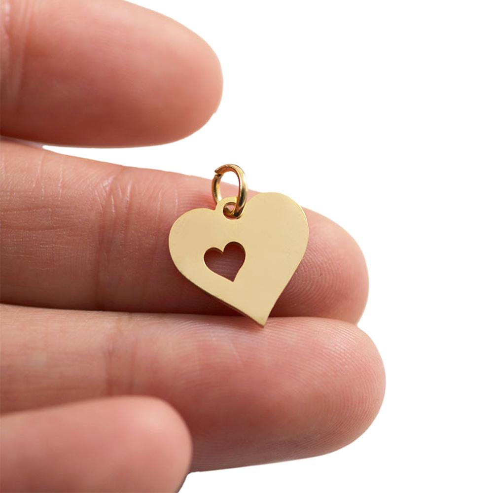 10Pcs/Lot Stainless Steel Heart Charms DIY Necklace Bracelet Hand Jewelry Making Findings Wholesale