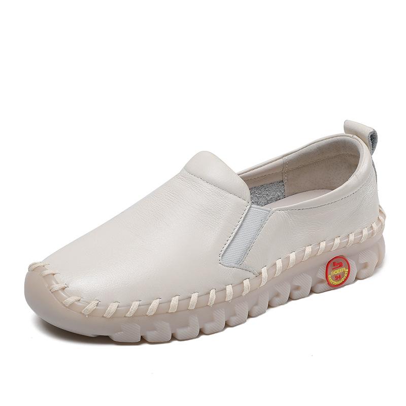 2025 Summer New Product Hand-sewn Mother Maternity Shoes Soft Sole Soft Surface First Layer Cowhide One Pedal Casual Shoes