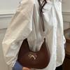 Handbag Bow Shoulder Bag PU Leather Crossbody Bag Portable Crescent Bag  Women