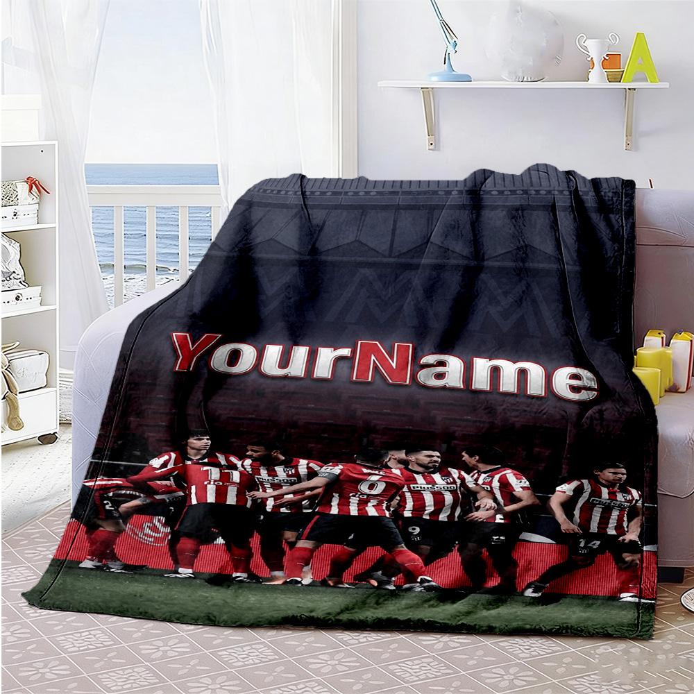 Atletico Madrid Customize Your Name Blanket Throw Personalized Blanket Warmthful Decor Throw For Office Livingroom Chair Living Room
