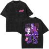Anime Nana Osaki Vintage Washed T-shirts Grunge Black Stones Y2k Streetwear 90s Cartoon Oversized Short Sleeve T Shirt Unisex