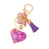 Sequins Filled Resin Heart Keyring Creative Car Key Chain Butterfly Keychain Bag Charm Keychain Hanging Ornament