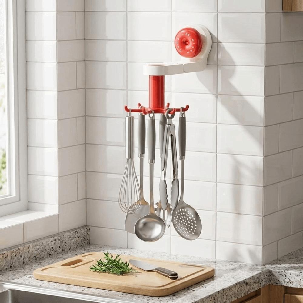 Space-Saving Kitchen Rotating Hook Six-Claw Suction Cup Hook Home Organization