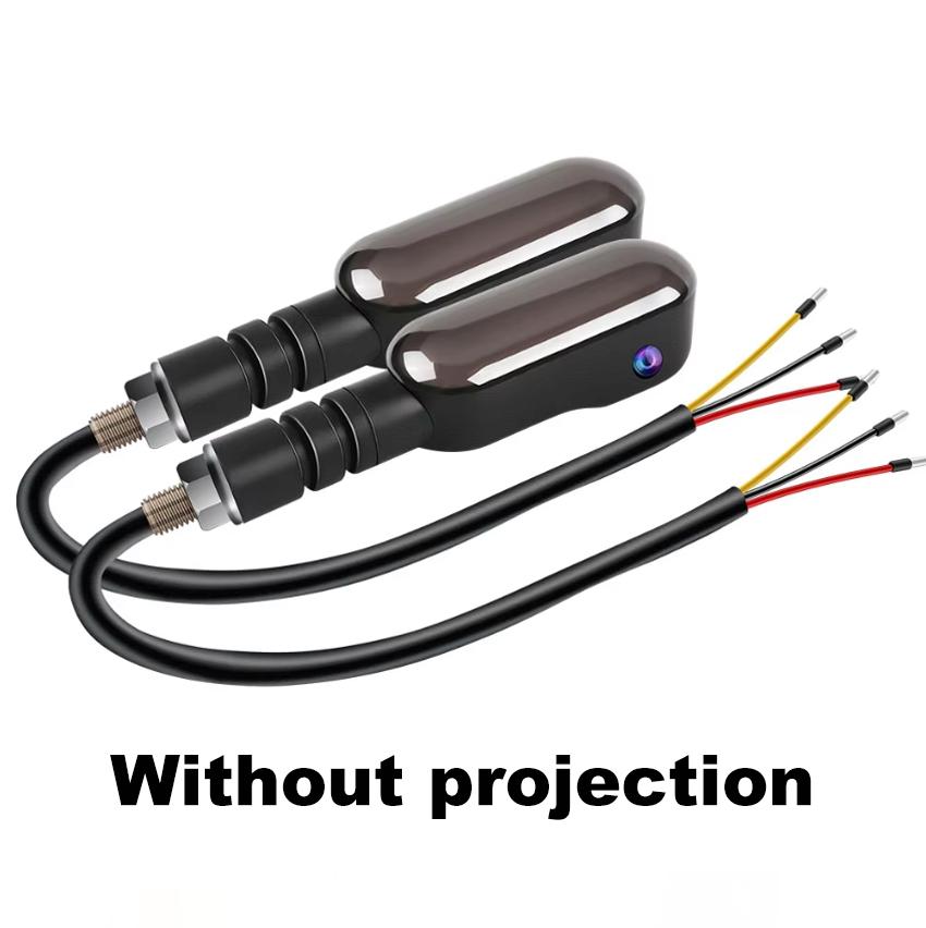 1Pair Universal Motorcycle LED Turn Signal Lamp Color Projection Lamp Sequential Flowing Flash Indicator Lights Running Light