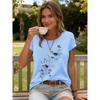 T-shirt da Donna con Ramo Floreale Viola - Grafica Delicata di Fiori ad Acquerello, Top Casual Viola Chiaro