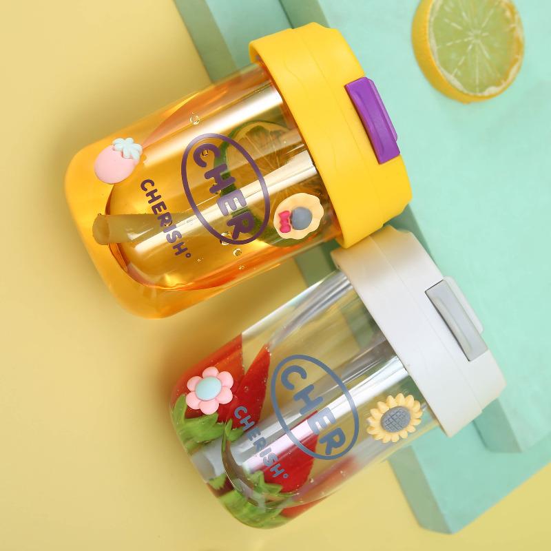 Large Capacity 330ml Portable Plastic Water Bottle With Straw Cute Cartoon Design Sealed Leak Proof Cup For School Office Travel MIT