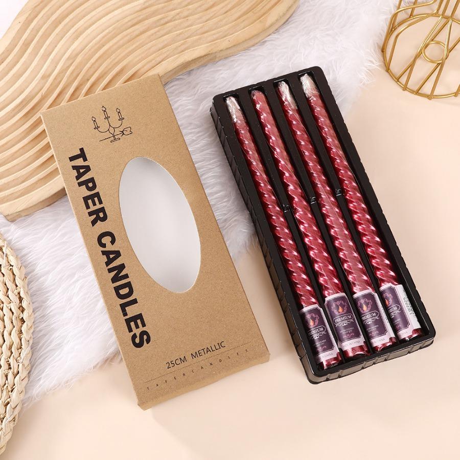 

4 шт. 9,85-дюймовые длинные свечи в европейском стиле, конические свечи, бездымные и без запаха, для домашнего освещения, свадебного декора