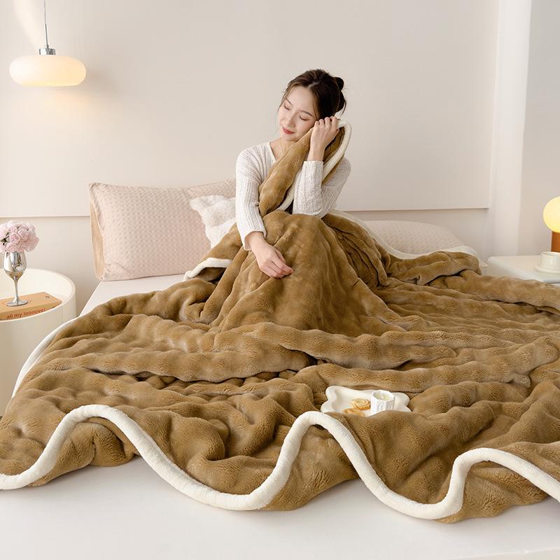 Luxurious Rabbit Fur Plush Blanket - Thick Milk Velvet Sofa Throw & Shawl