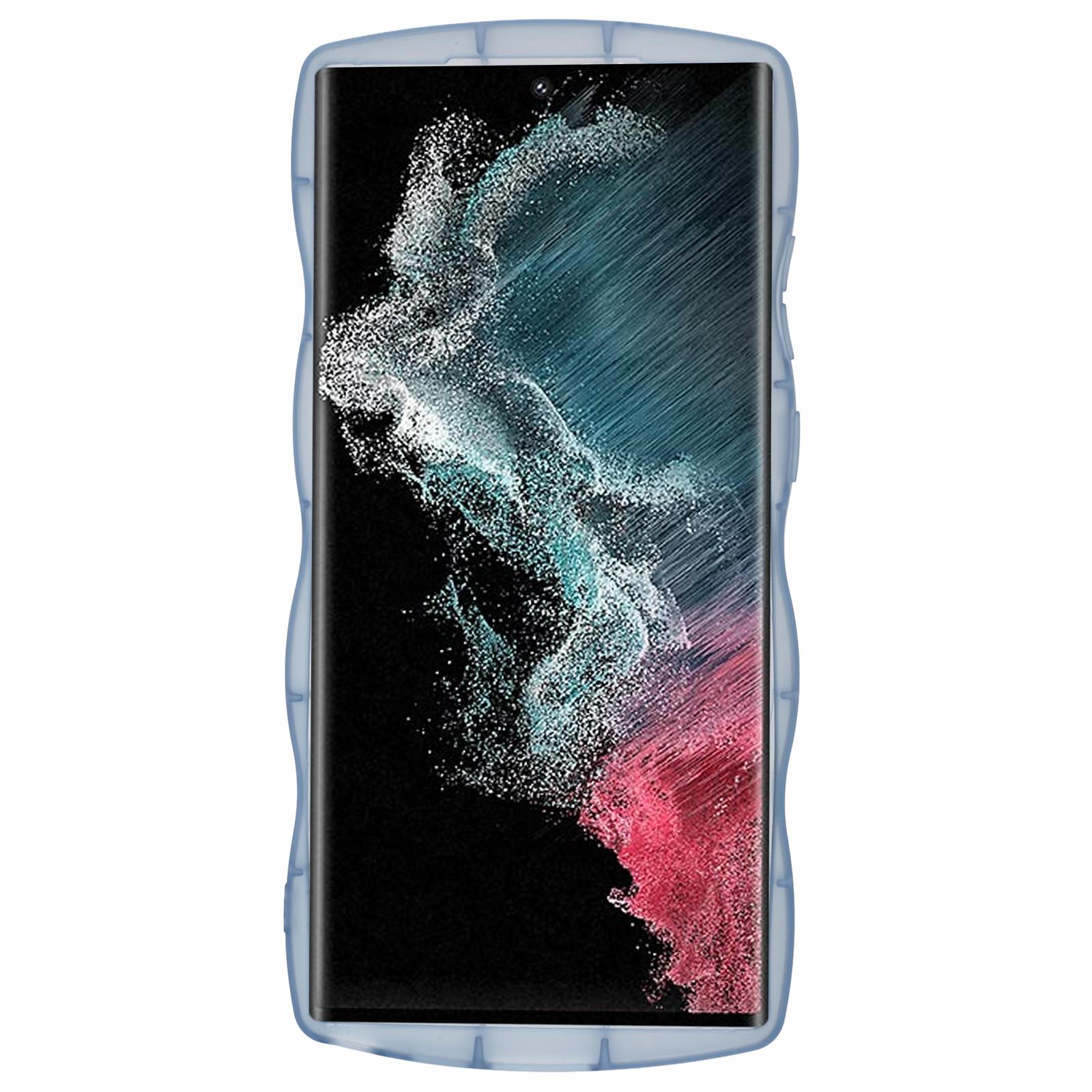 

JTW Series for Samsung Galaxy S23 Ultra Case Wavy Edge Epoxy TPU Phone Case Transparent Blue