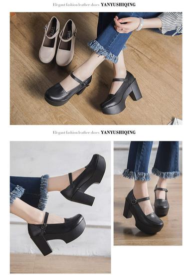 Retro Women's Mary Jane Wedge Platform Shoes - 2026 Spring Collection, High Heels with Thick Heel and Soft Sole, Waterproof Single Shoes