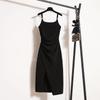 Plus Size Slimming Camisole Dress - Women's Waist-Cinched Spring/Summer Slit Outerwear Skirt