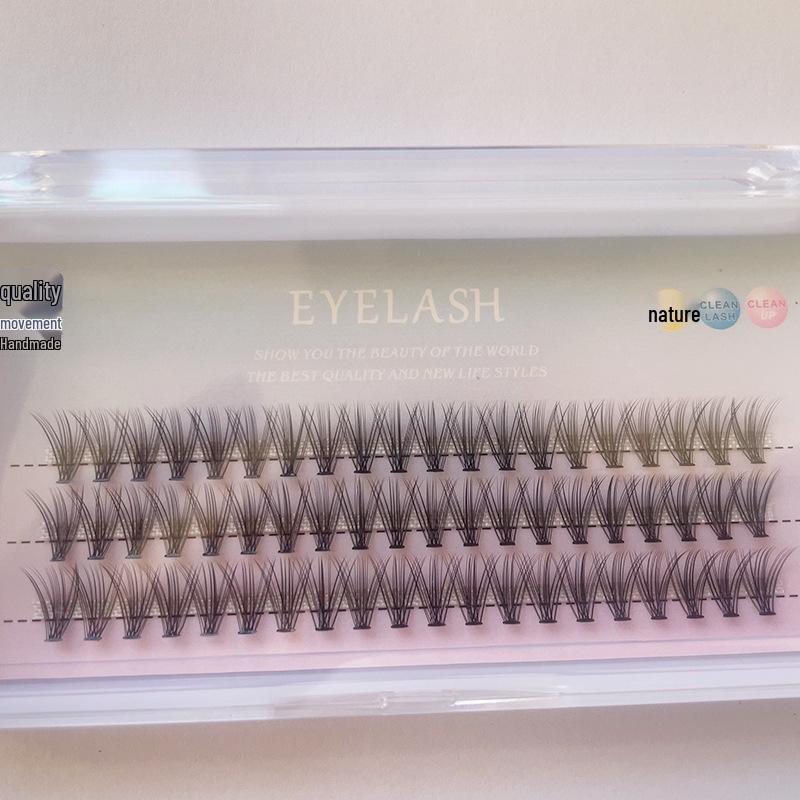 20D Hot Melt Cluster Lashes - Dense Three-Row Style, 10-Piece Curled High-Quality Segmented False Eyelashes