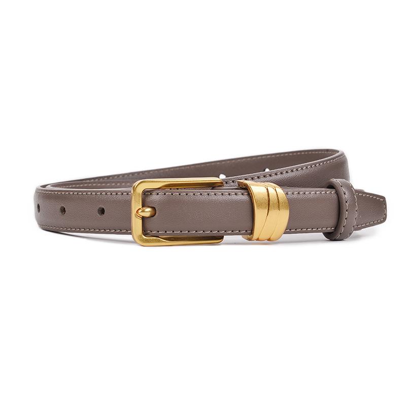 Ladies Internet Celebrity Belt Ladies Buckle Real Cowhide Ladies Thin Belt Fashion Versatile Decorative Dress Belt