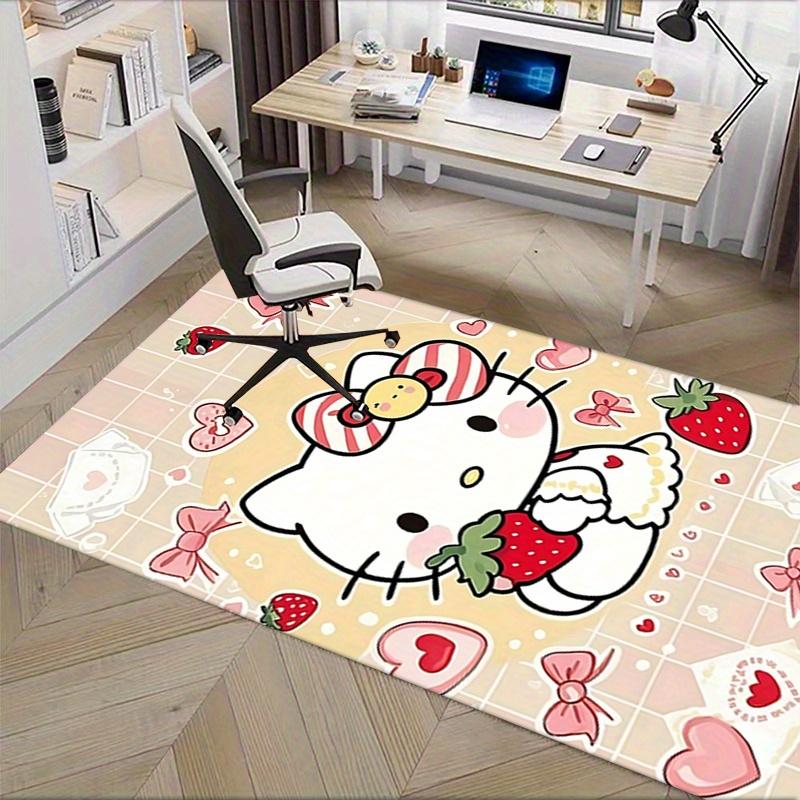 Office Rug Hello Kitty, Strawberry Anti-Slip Rug, Machine Washable for Living Room, Bedroom, Office, Multiple Sizes, Bedroom Mat, Decorative Mat, Dura