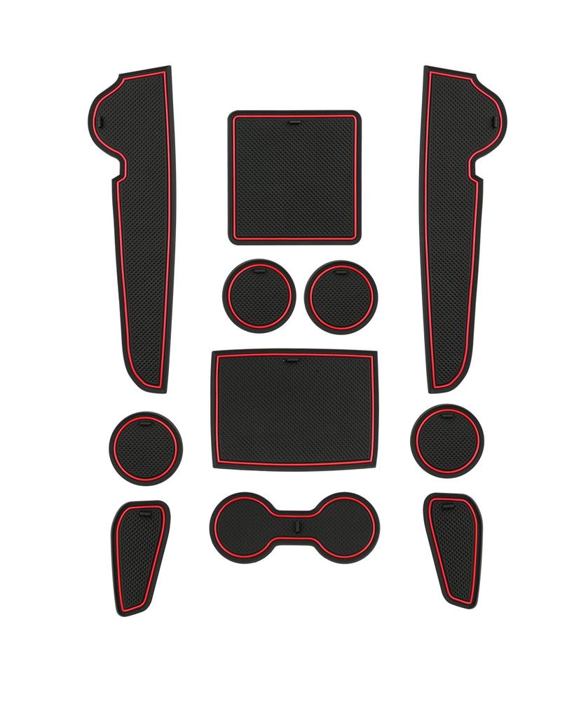 LANGBEAN Interior Non-Slip Rubber Mats for Toyota Corolla Cross 10 Series, 11-Piece Set (Red)