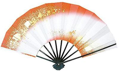 Love Chirashi Black Lacquered Fan for Dancing Fan, 1209-13, Double-Leg Pattern, Gradient, 9.5 Inches, Bone, Box, (Vermilion)