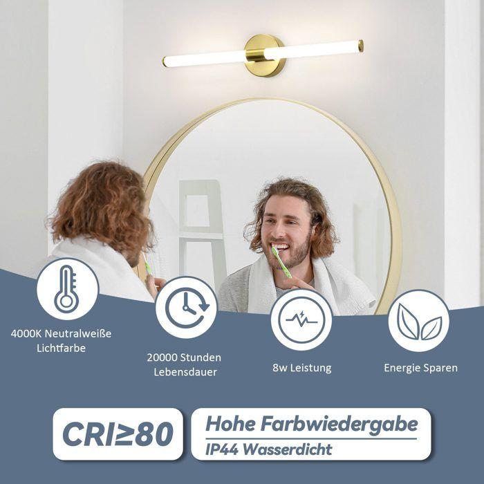 Applique murale LED miroir - NETTLIFE - 60 cm - 8 W - 4000 K (blanc neutre) - finition or