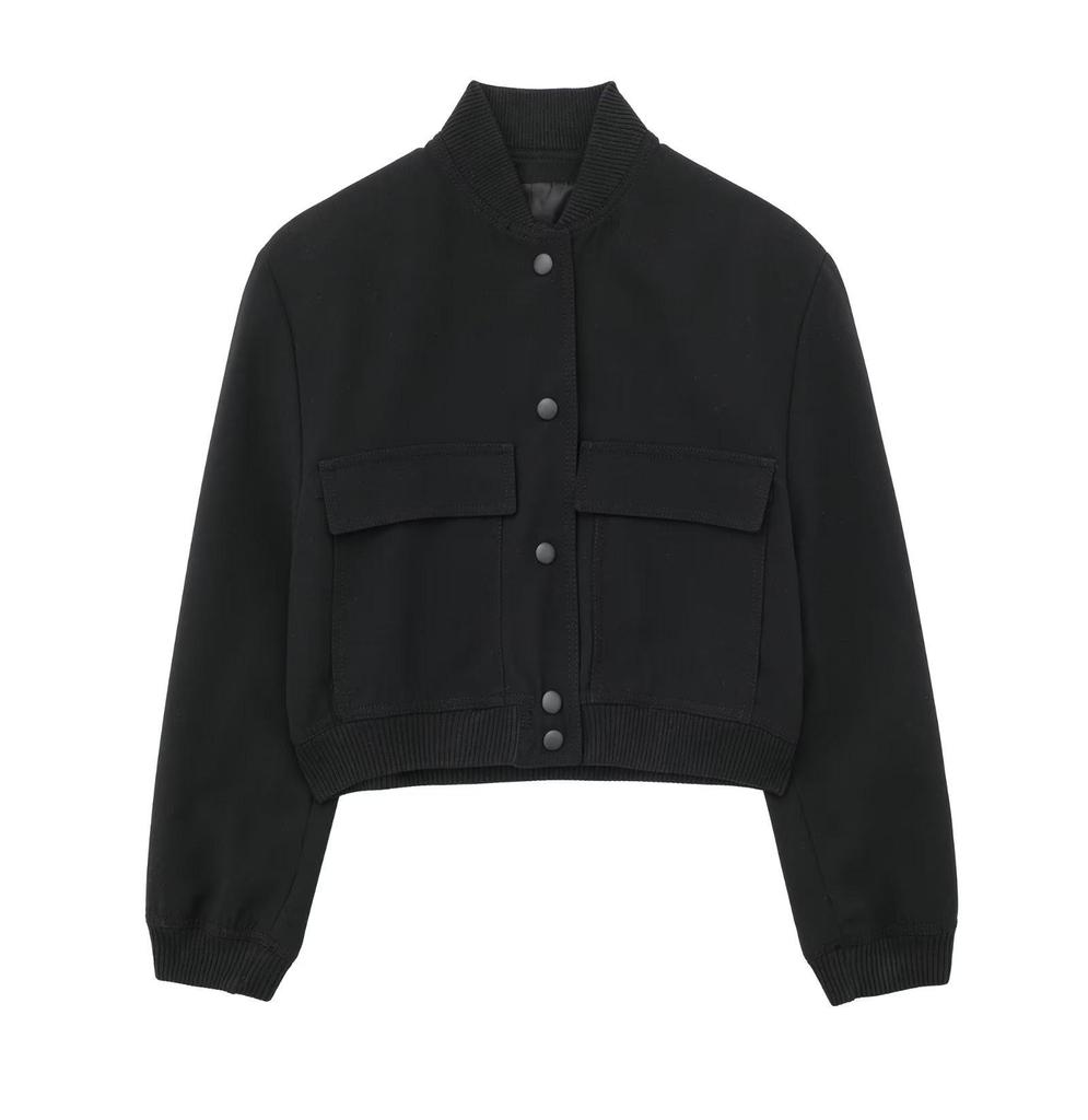 Summer 2024 Women's European-American Style Bomber Jacket with Large Pockets