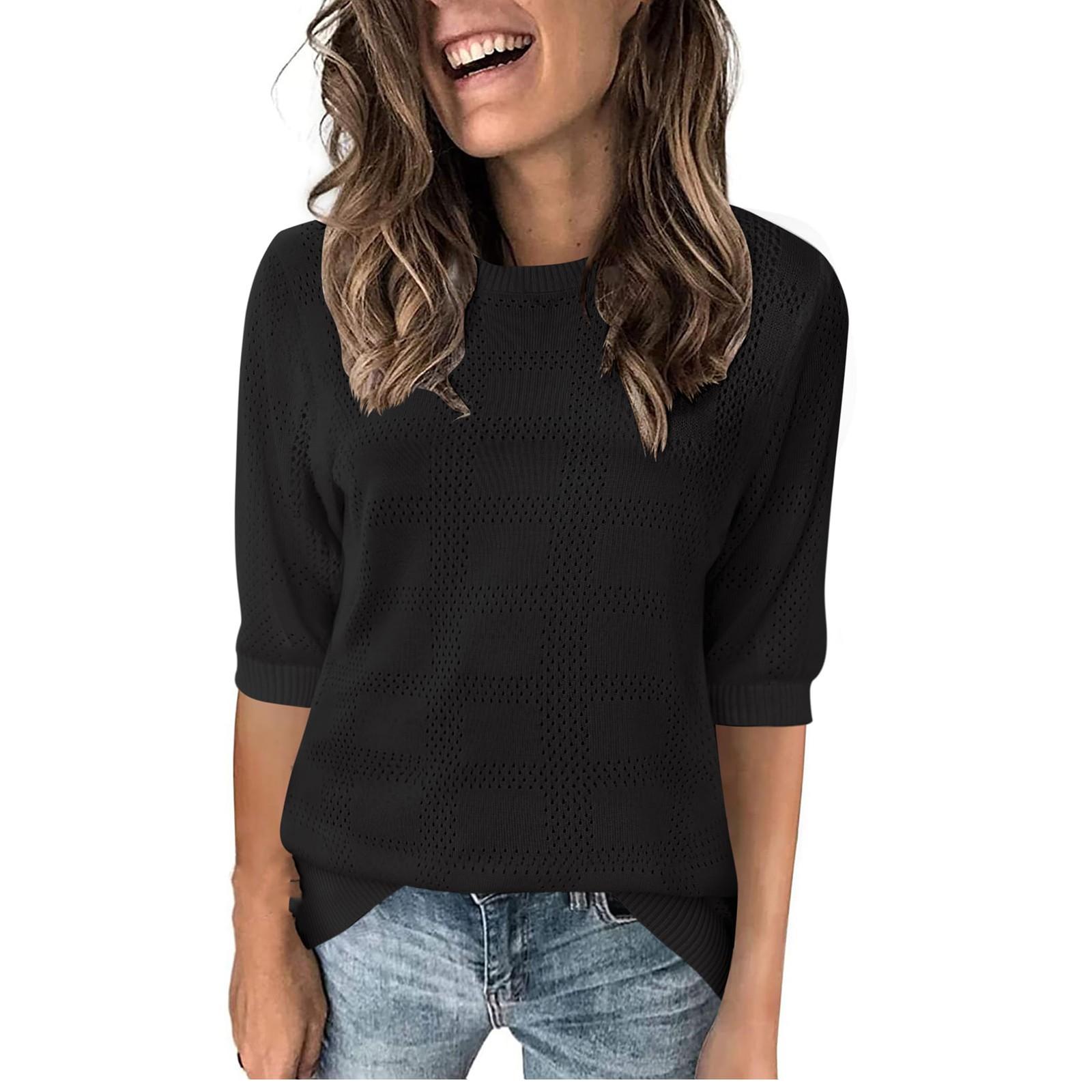 

Женские повседневные свободные рубашки модные топы футболки футболки M чёрный