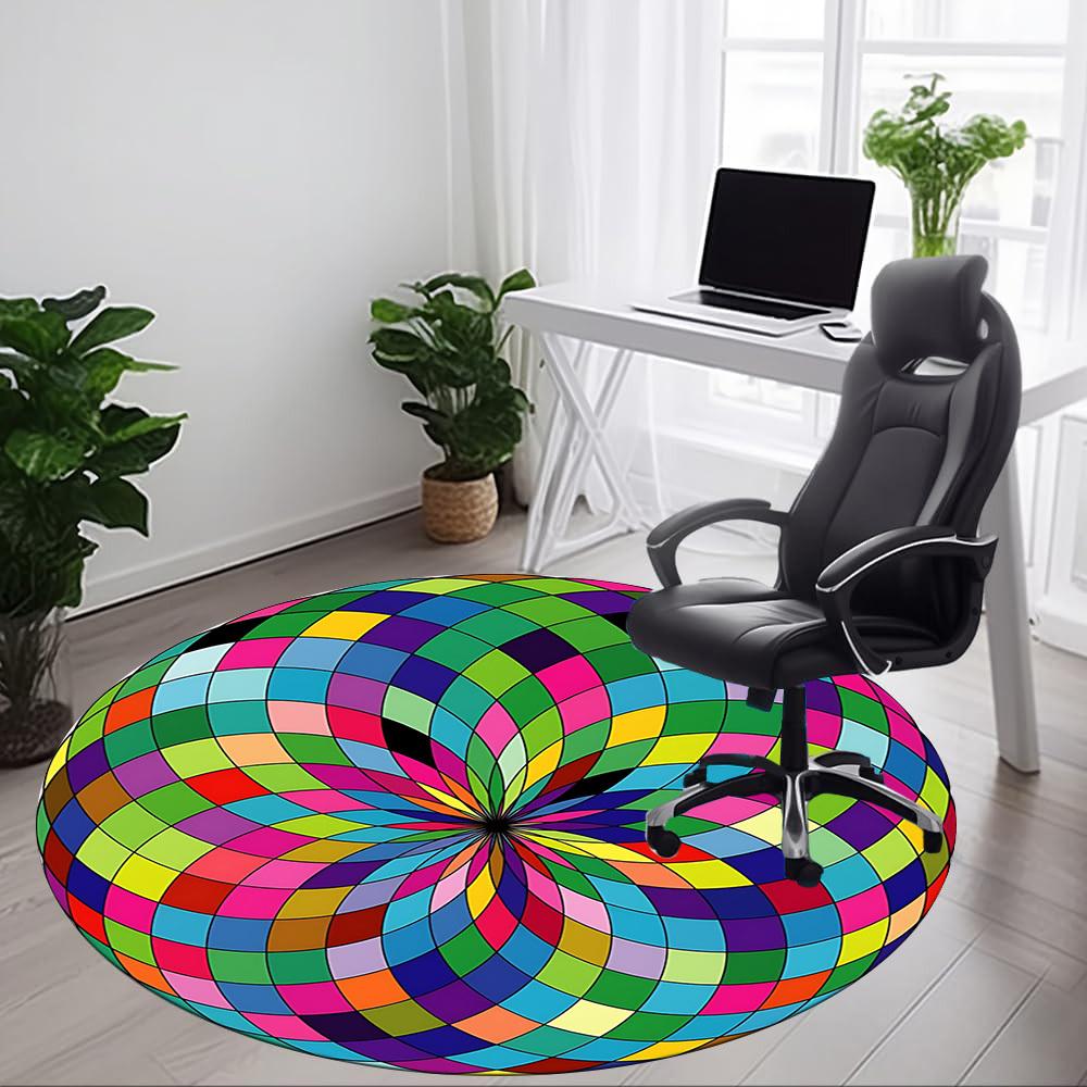 1pc Colorful Sphere Pattern Chair Carpet for Office Non-Slip, Machine Washable Rug for Office - Holiday DecorMachine Made yy251029093