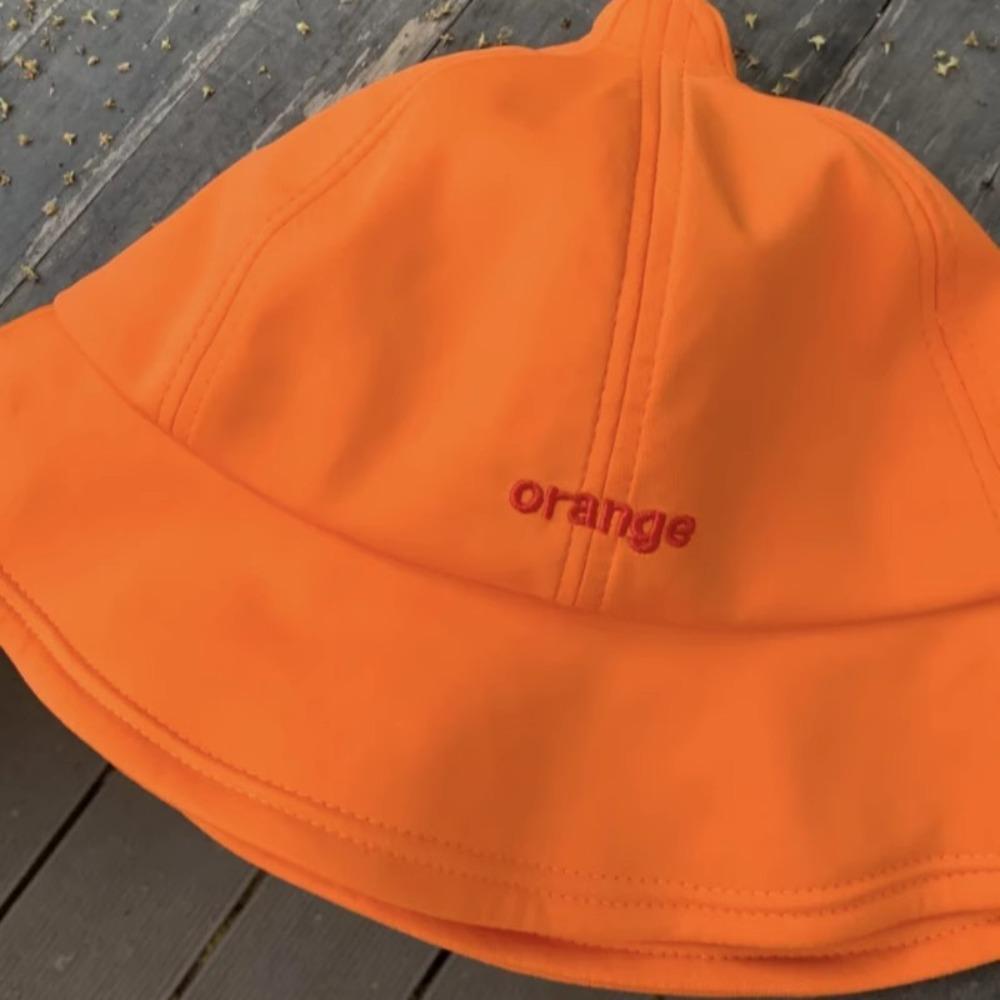 Cool Creative Orange Bucket Cap Quick-dry Embroidered Letter Sun Hat Orange Fisherman Hat  Travel