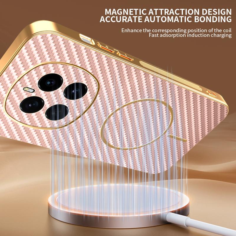 For Honor Magic7 5G Phone Case Carbon Fiber Textured Electroplated TPU Back Cover