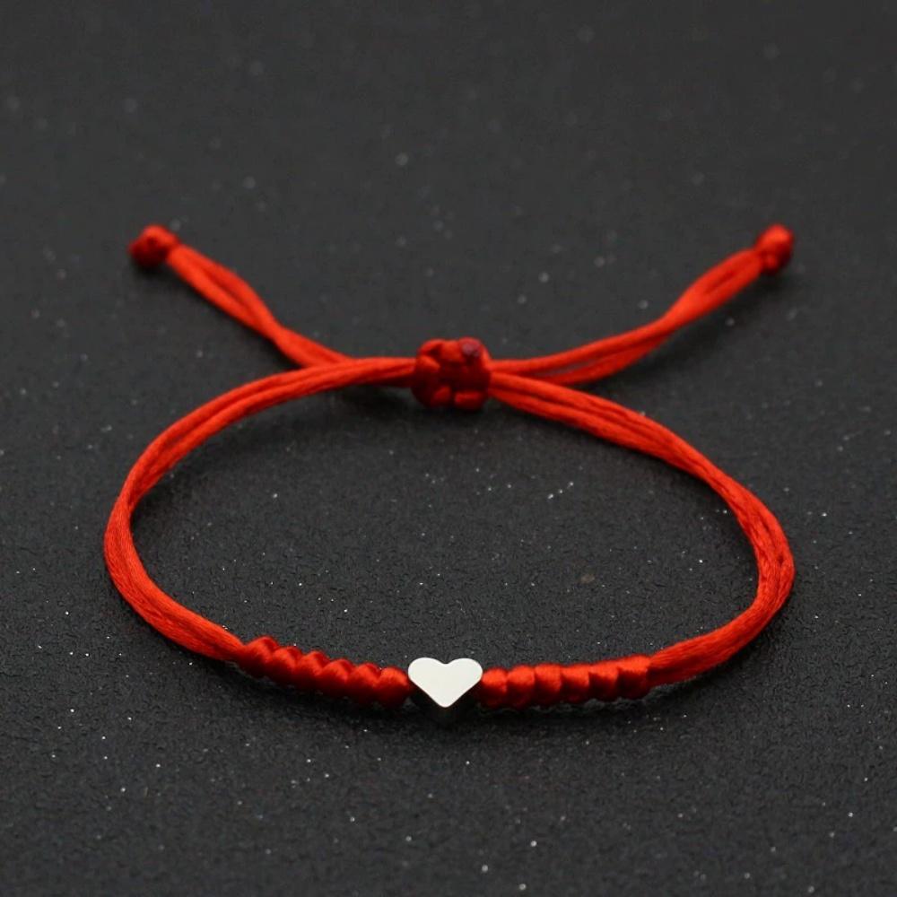 Hot Golden Silvery Heart Braided Rope Adjustable Bracelet Unisex Trendy Fashion Simple Versatile Couple Jewelry Gift Wholesale